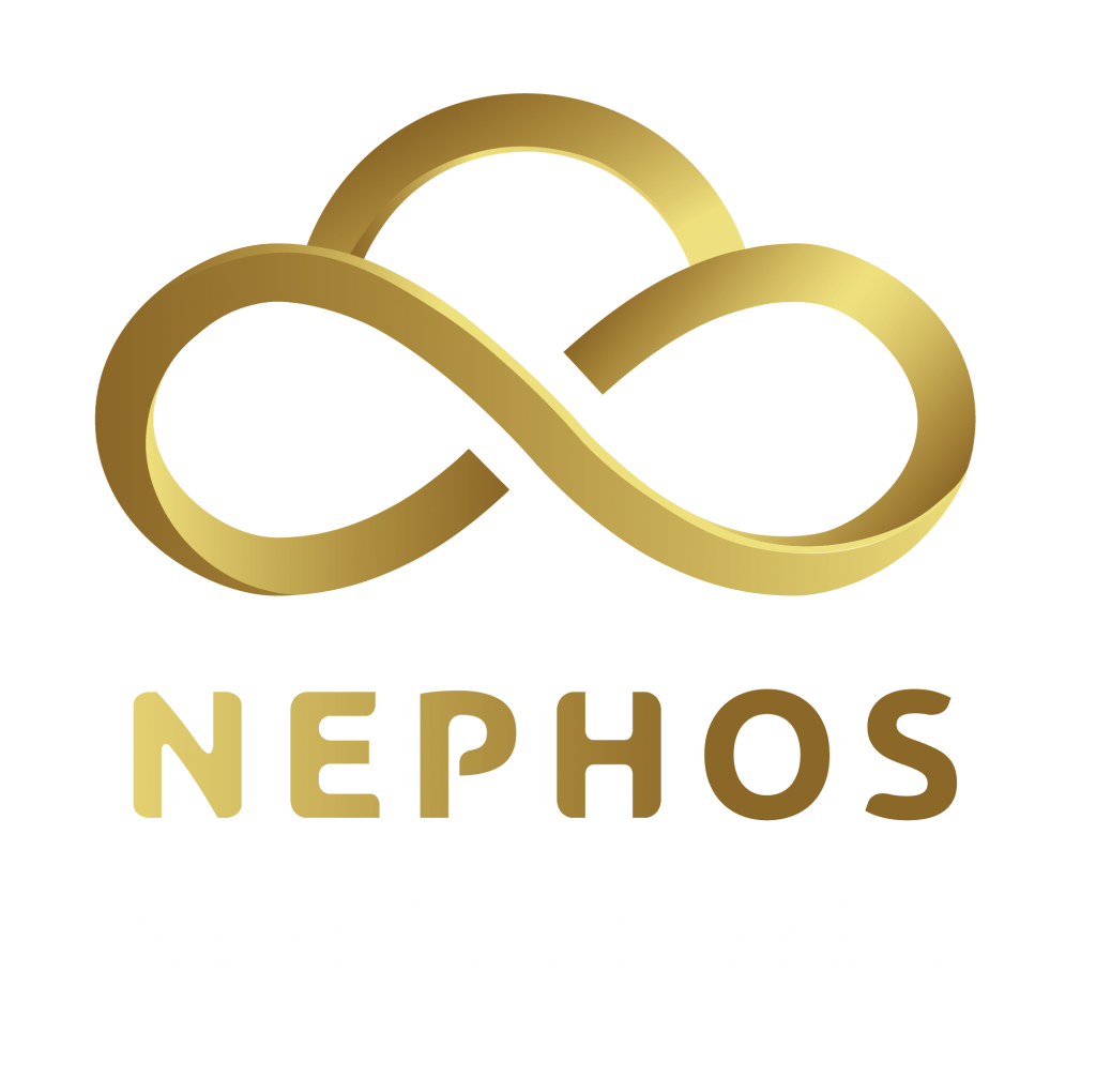 The Nephos Solutions logo, a gold cloud design with Nephos Solutions written below.